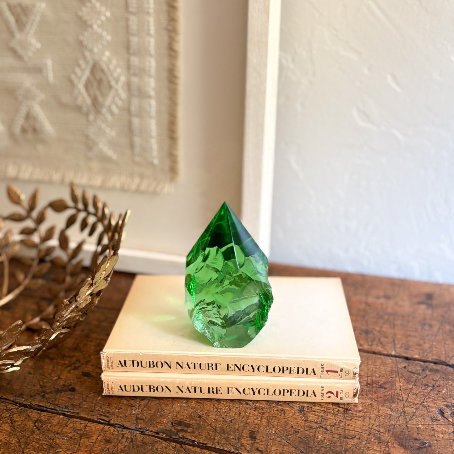 decorative green glass sculpture