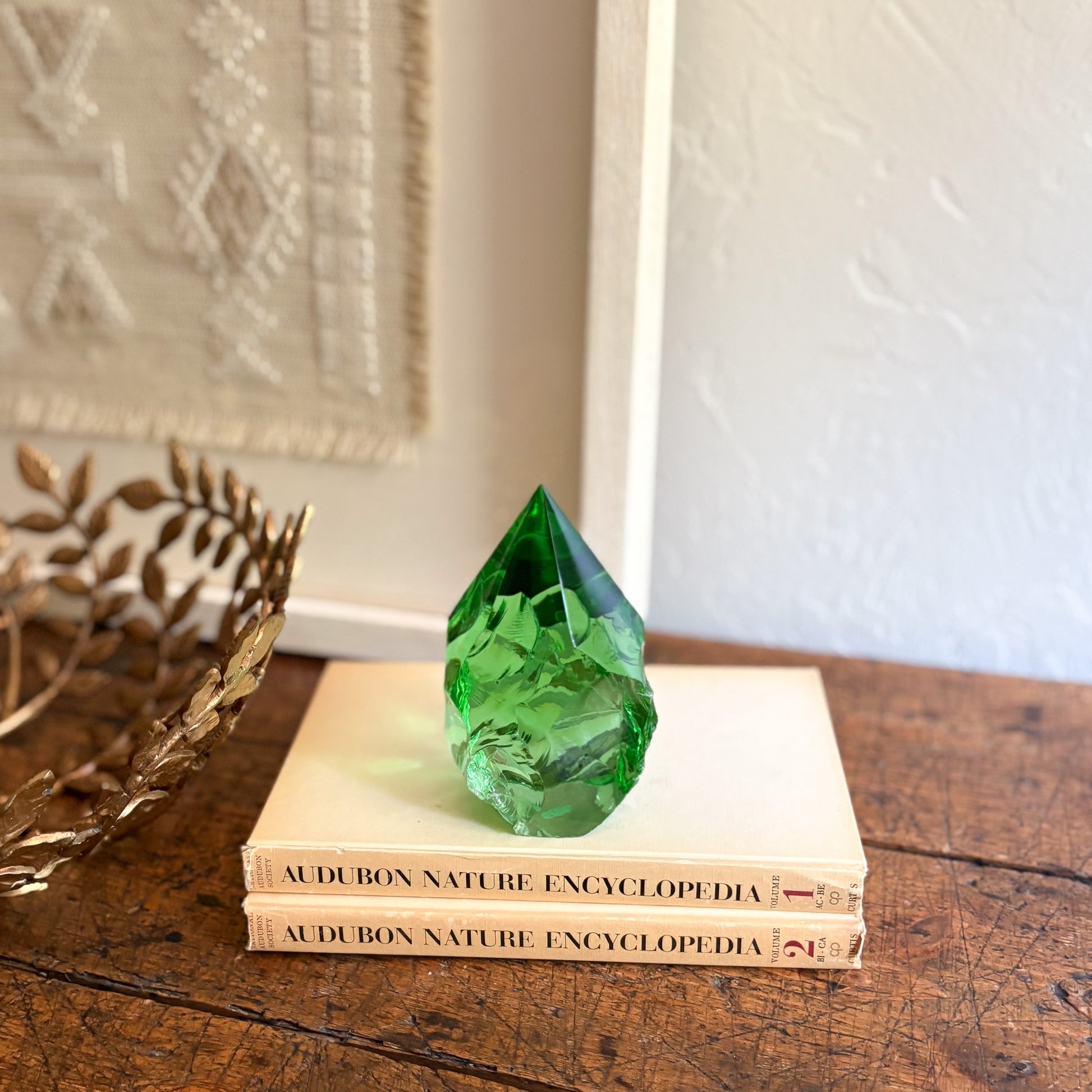 decorative green glass sculpture