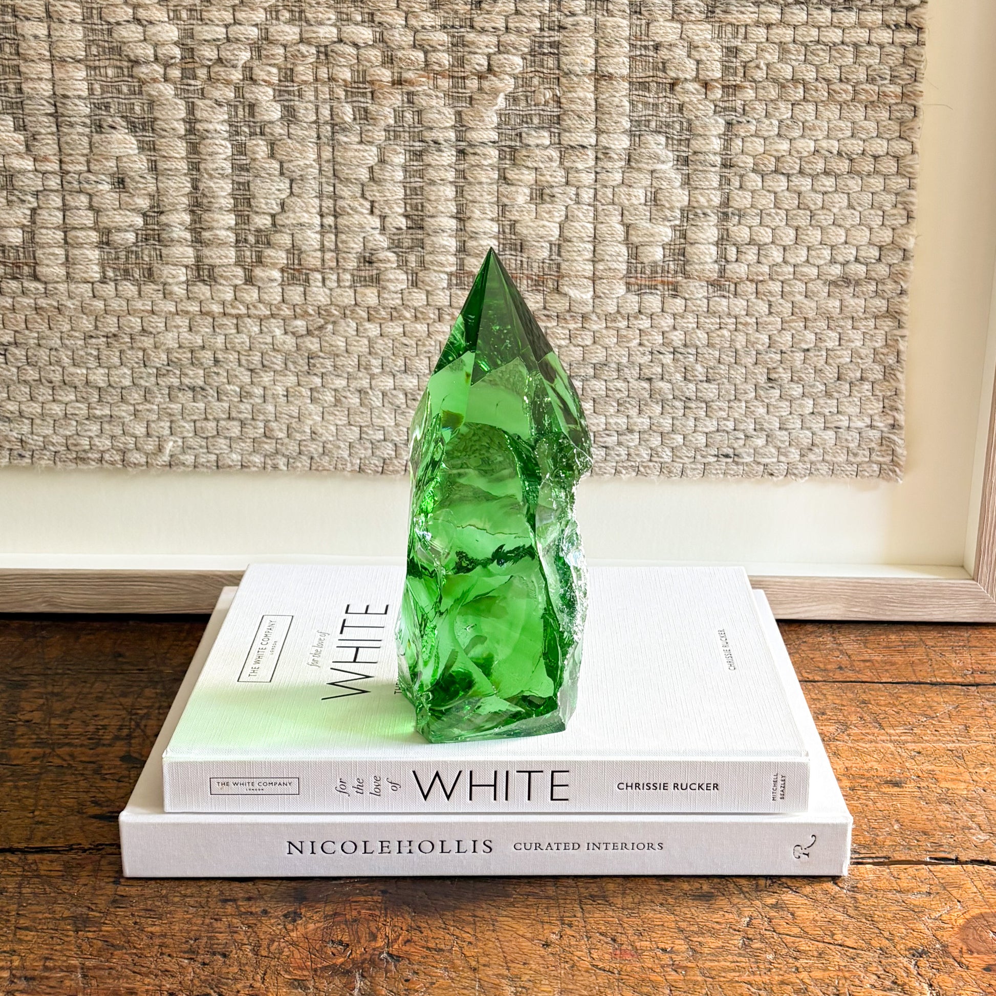 modern rustic green glass decorative object