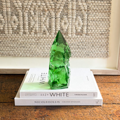 modern rustic green glass decorative object