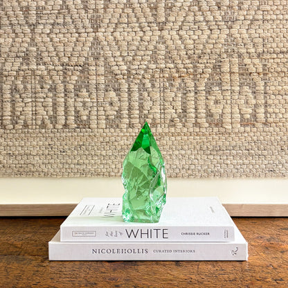 Earthy green glass crystal point minimalist home styling