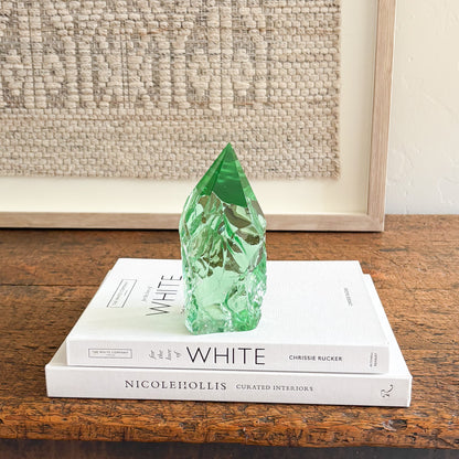 Rustic green glass decor object