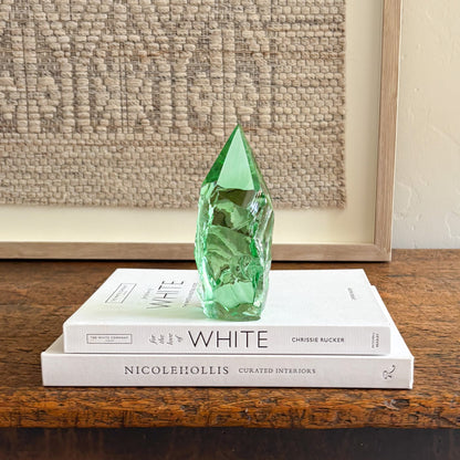 Rustic green glass crystal point modern organic decor