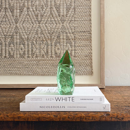 Handcrafted green glass point rustic decorative accent