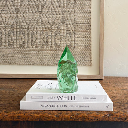 Green glass point sculpture rustic modern home decor