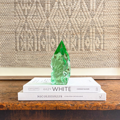 Green glass crystal point rustic home decor accent