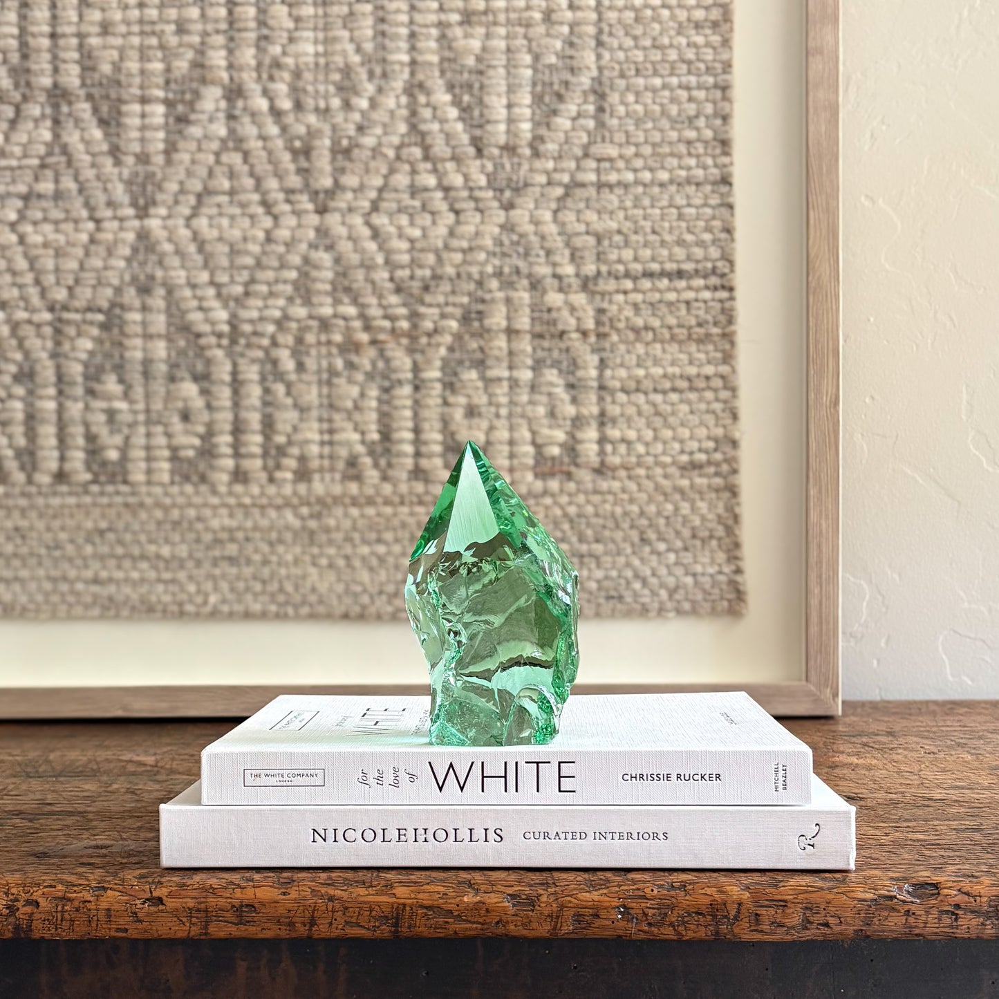 Artisan green glass point modern organic interior decor