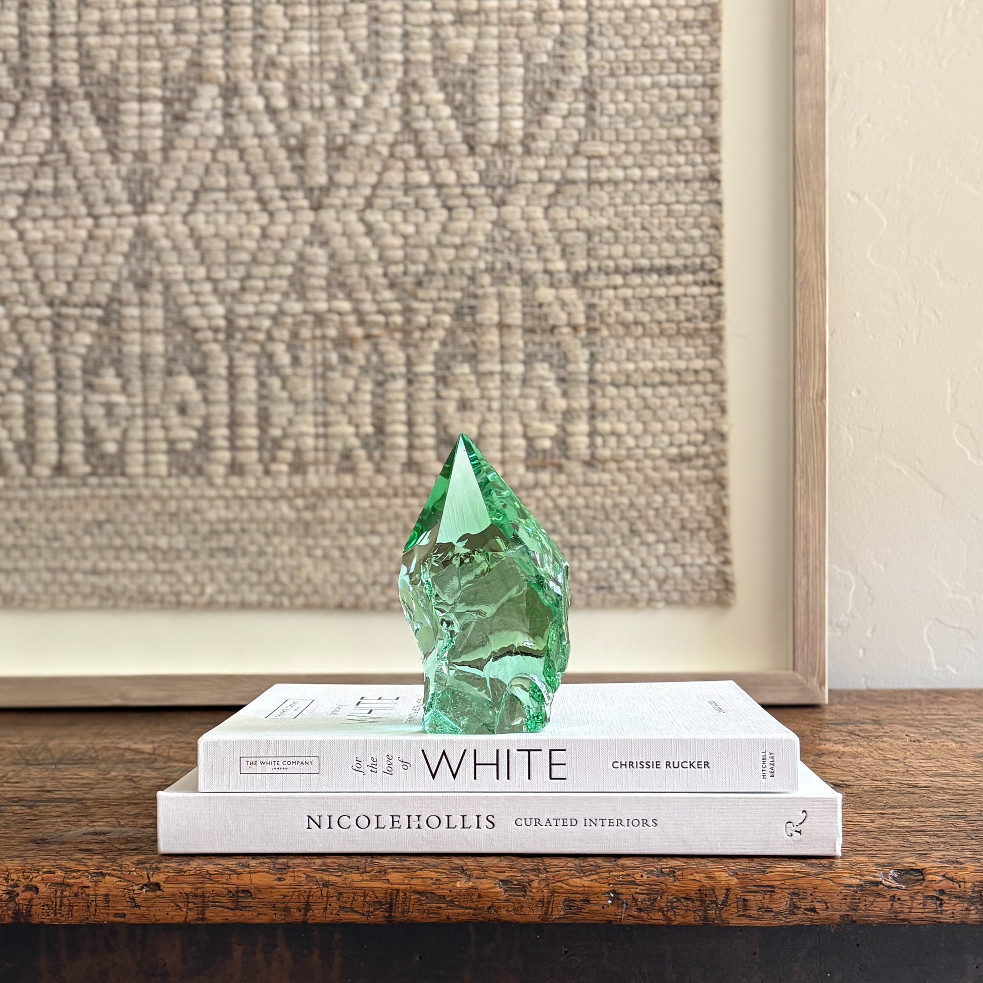 Artisan green glass point modern organic interior decor