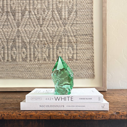 Artisan green glass point modern organic interior decor