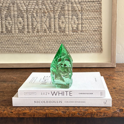 Artisan green glass point handcrafted decorative object