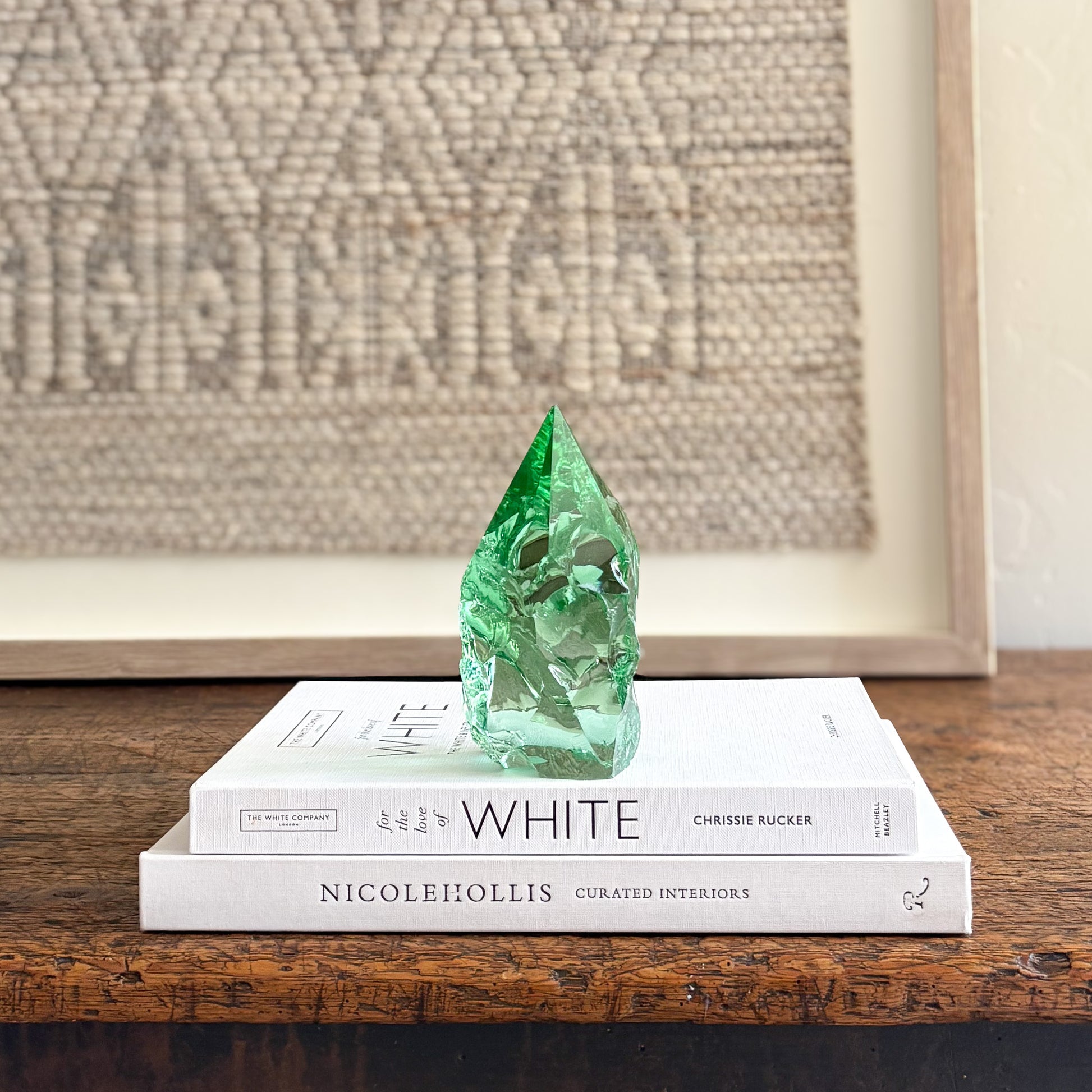 Handcrafted artisan green glass point rustic home decor