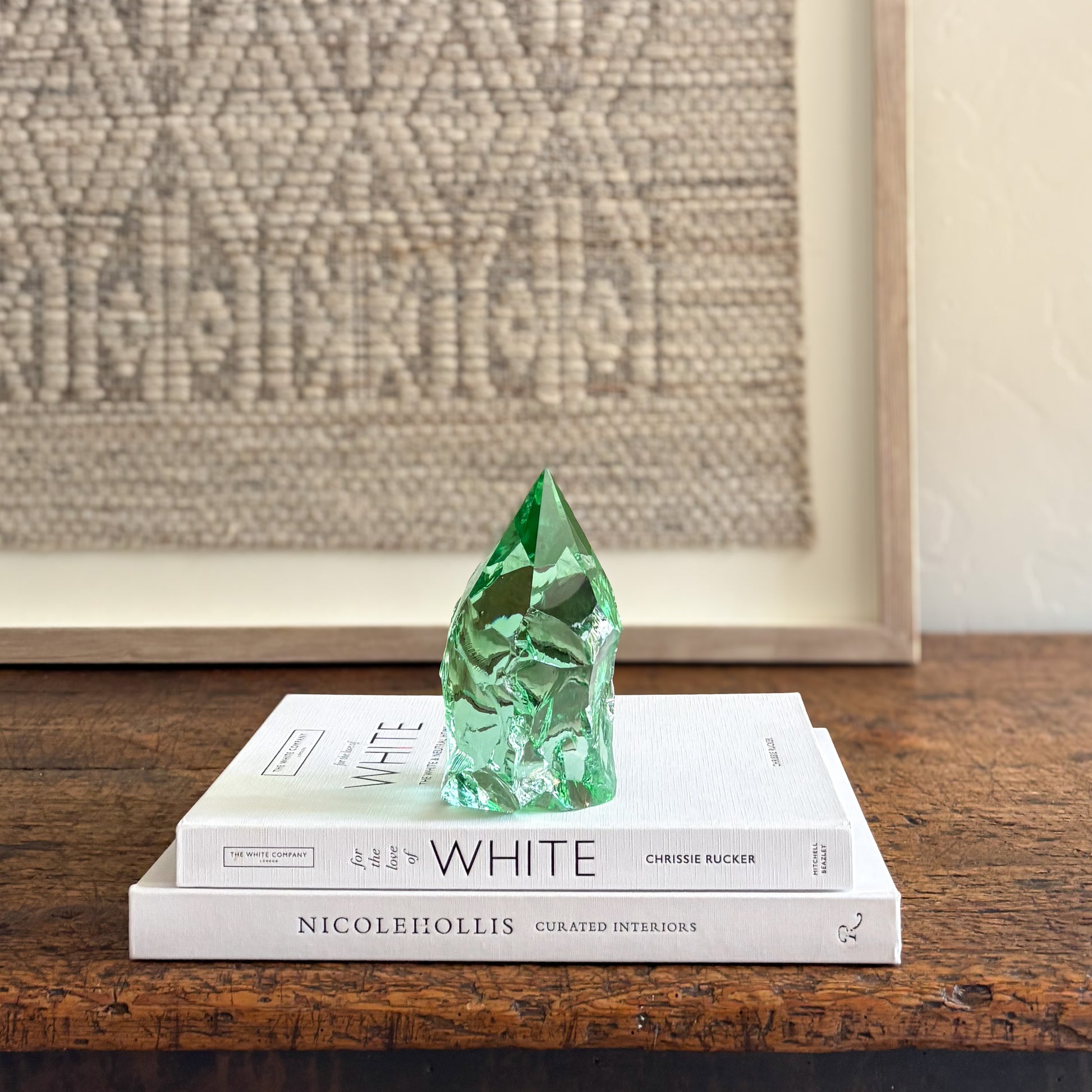 Handcrafted green glass point modern rustic decor