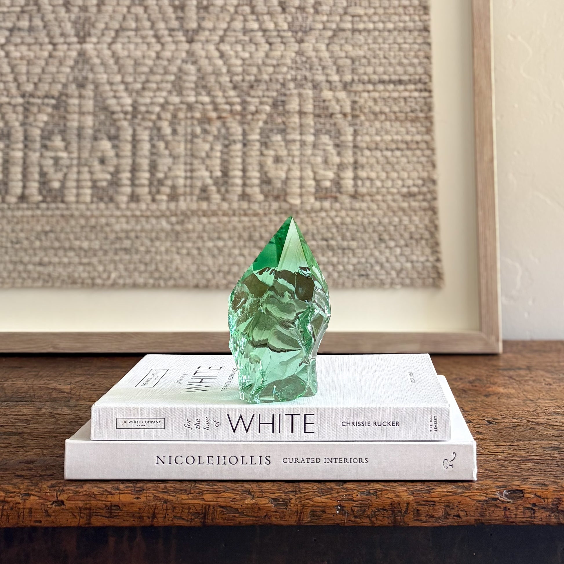 Handcrafted green glass point minimalist home styling