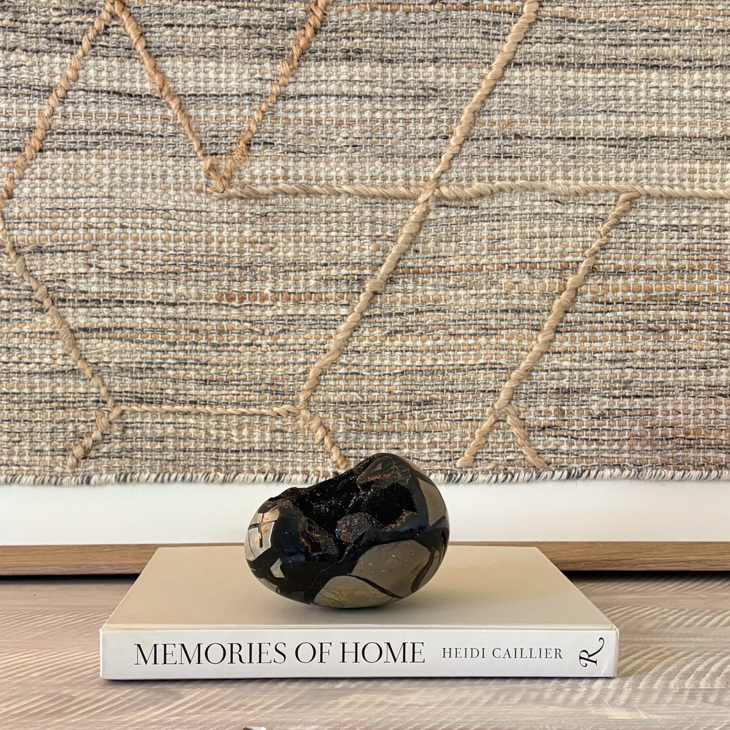 Polished septarian egg with druzy pocket