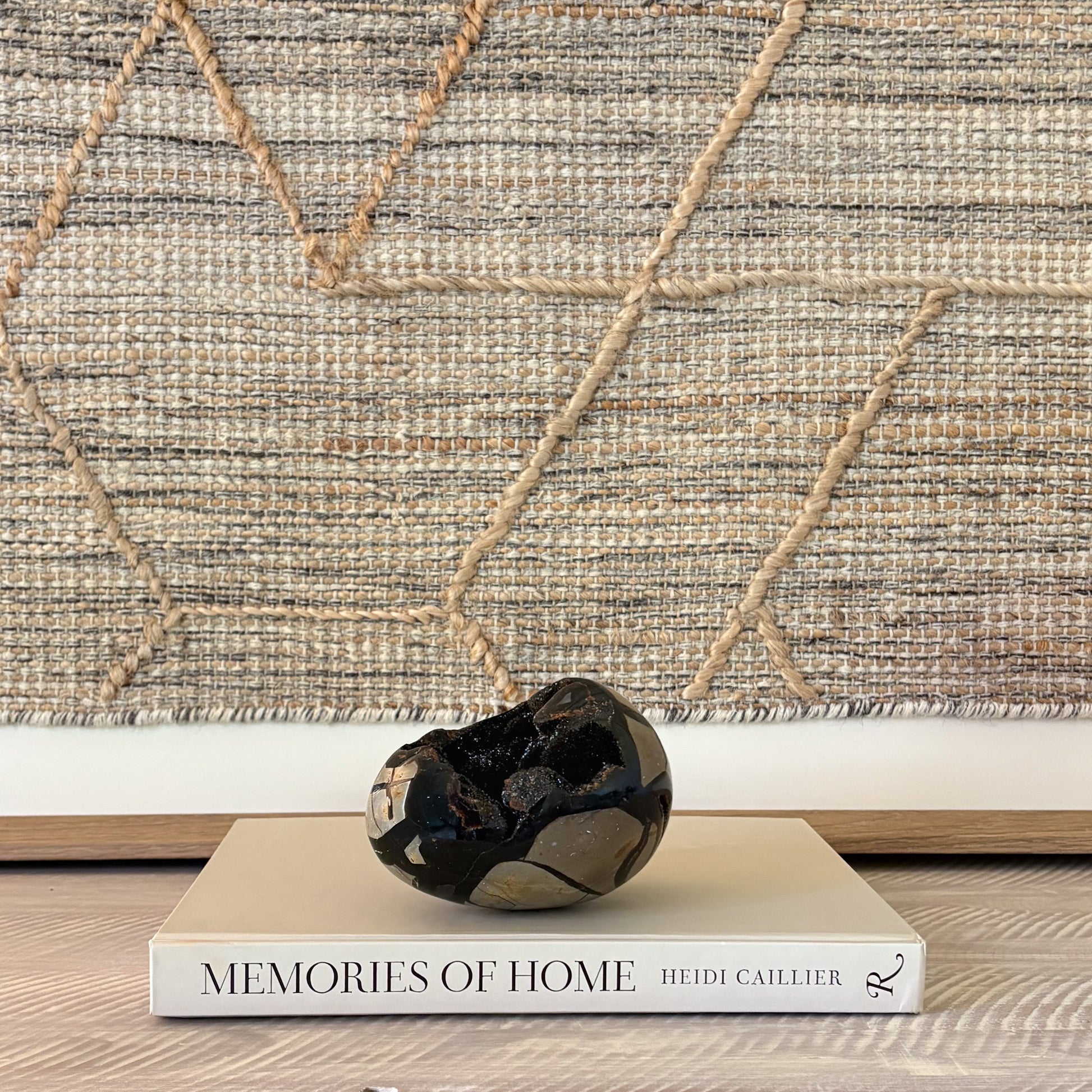 Polished septarian egg with druzy pocket