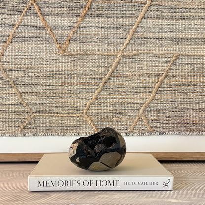 Polished septarian egg with druzy pocket