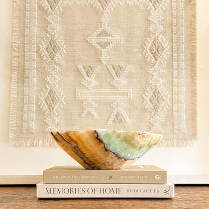 Natural serpentine onyx bowl decorative stone accent for modern home decor