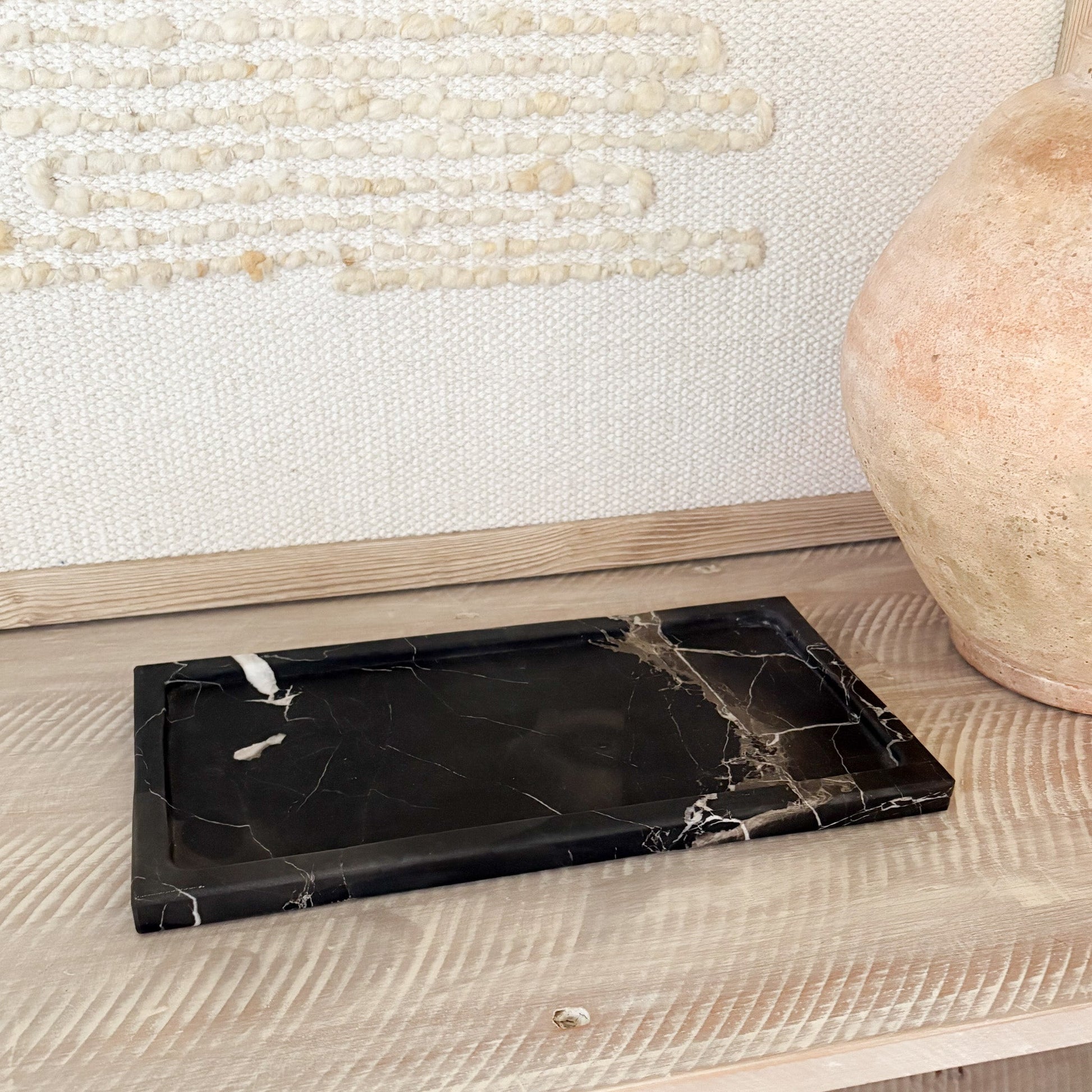 black marble coffee table tray