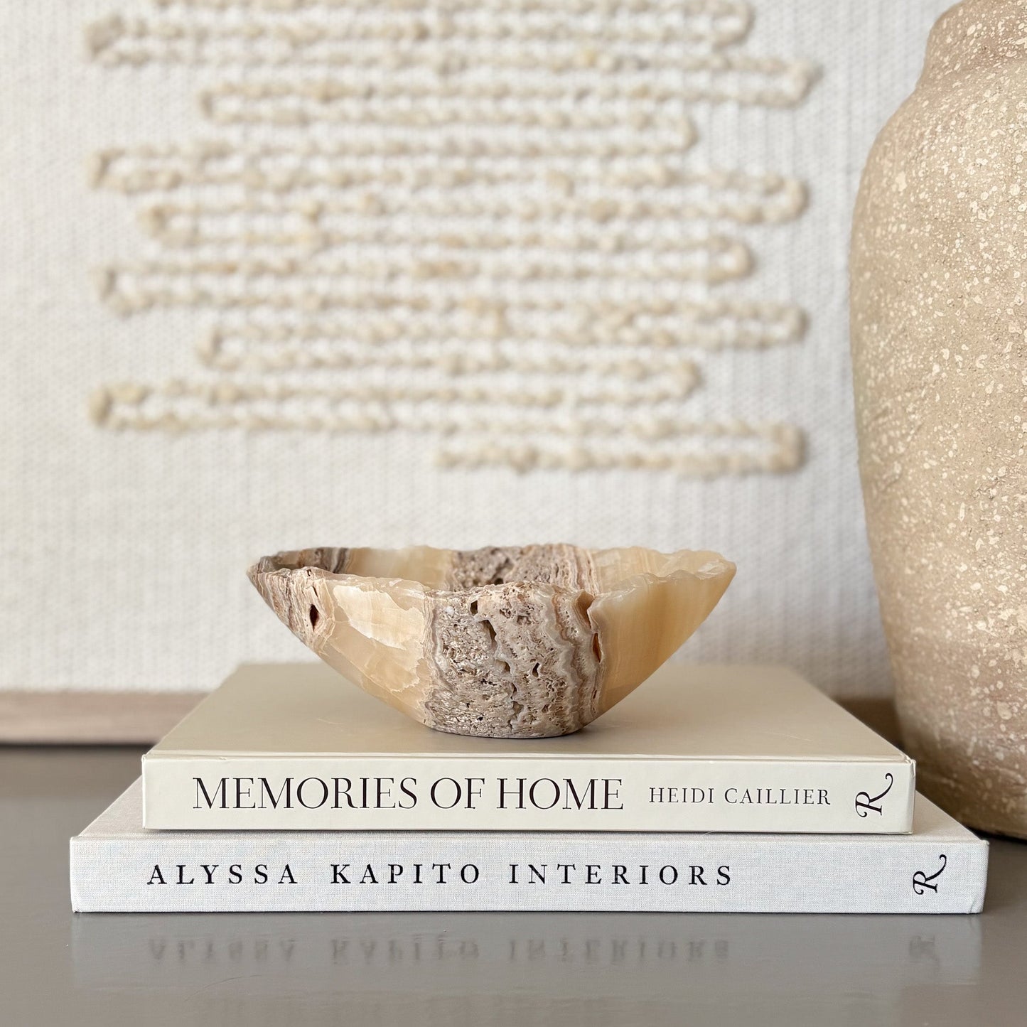 neutral onyx stone bowl, natural home accents