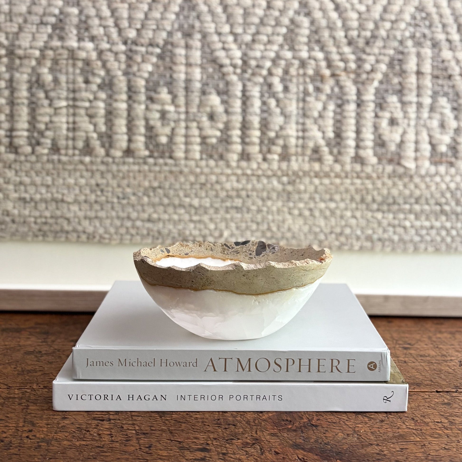 white and grey onyx accent bowl