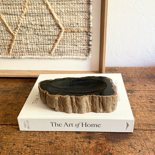 black petrified wood dish