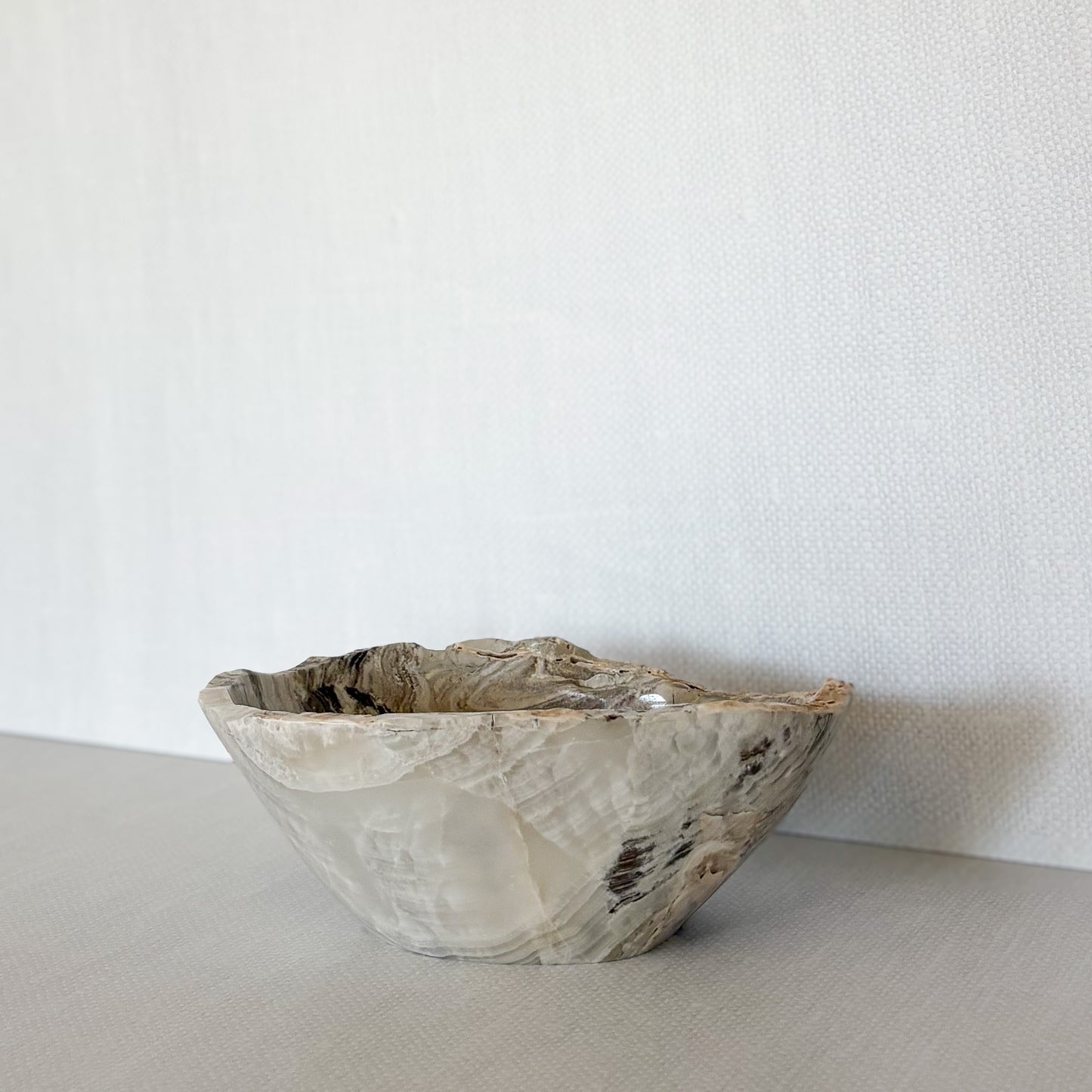 Natural stone grey onyx bowl with smooth polished surface