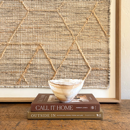 Small amber onyx bowl, hand carved natural stone catchall