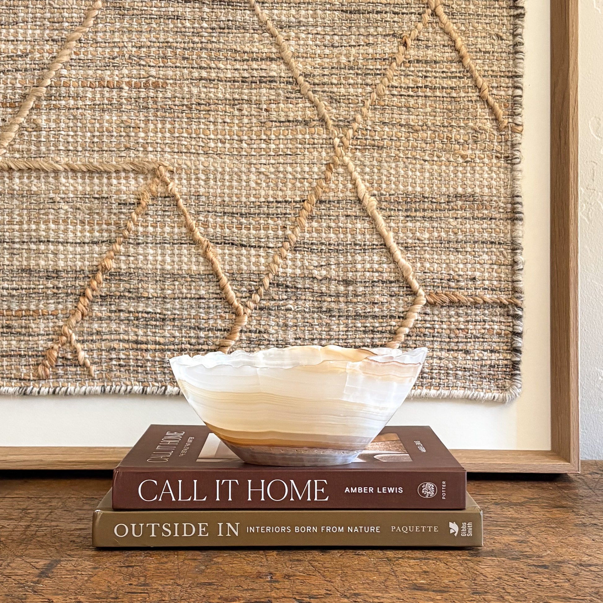 Small hand carved amber onyx bowl - natural stone decor dish