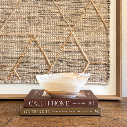 Small hand carved amber onyx bowl - natural stone decor dish