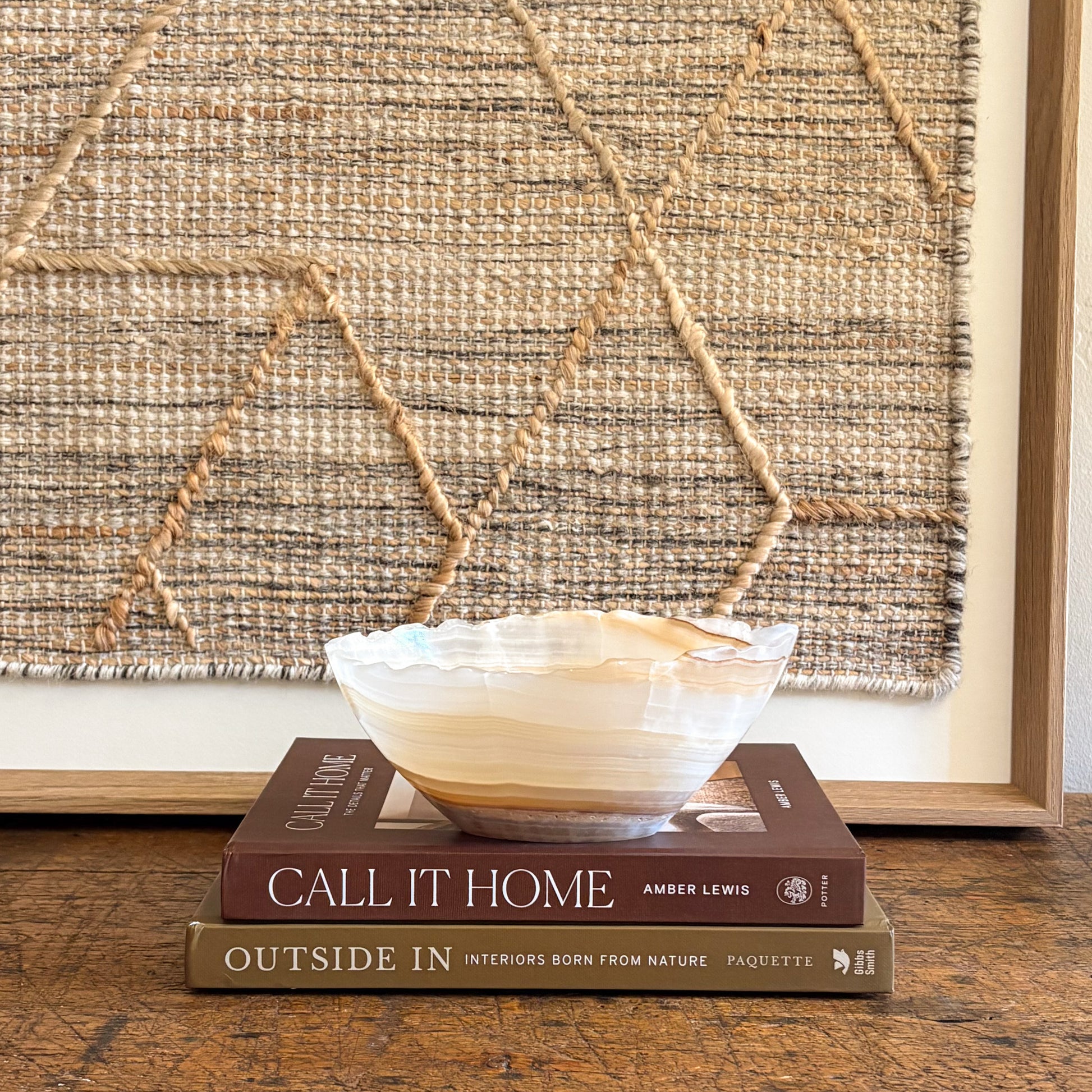 Small amber onyx bowl, hand carved natural stone catchall