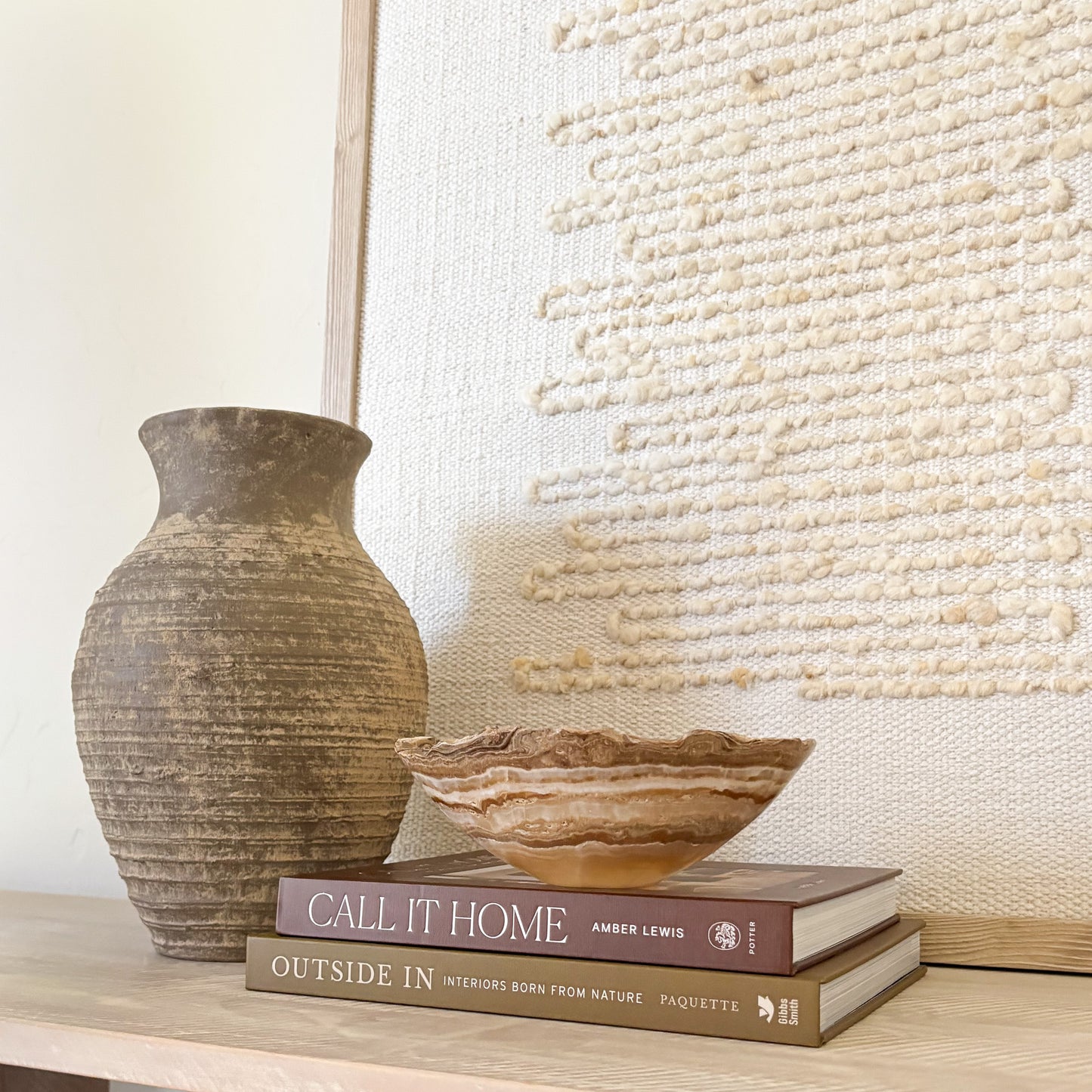 Decorative small amber onyx bowl made from natural stone