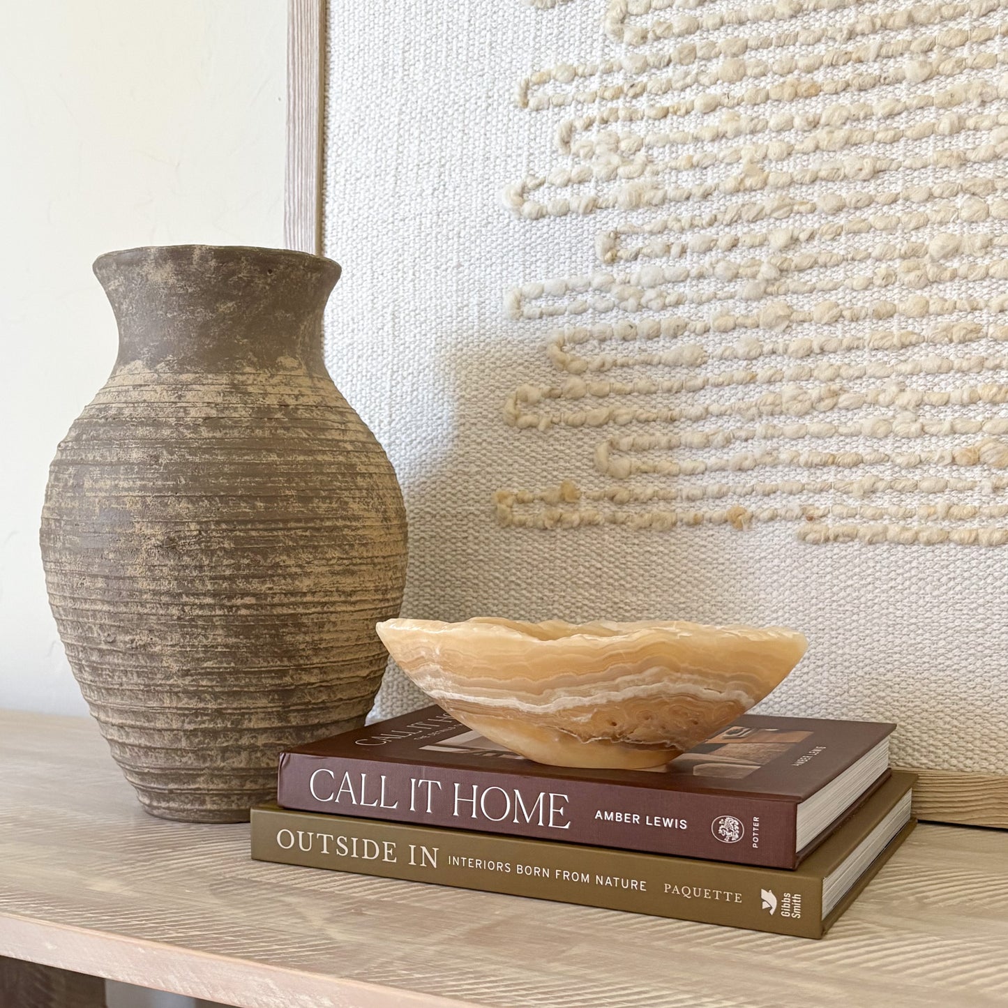 Luxury hand-carved amber onyx bowl made from natural stone, elegant decorative accent