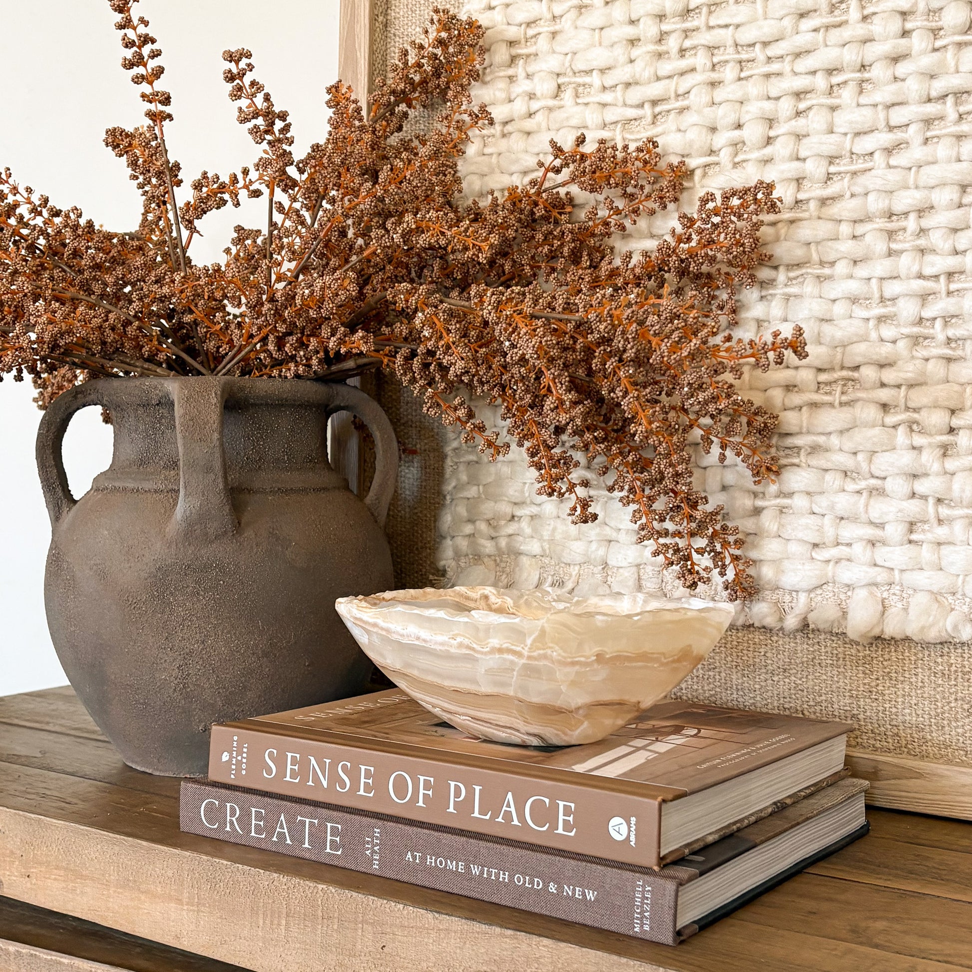 Hand carved amber onyx bowl, small natural stone catchall for home decor