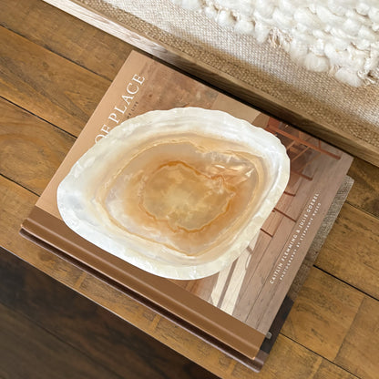 Natural amber onyx bowl, small hand carved stone bowl for home decor