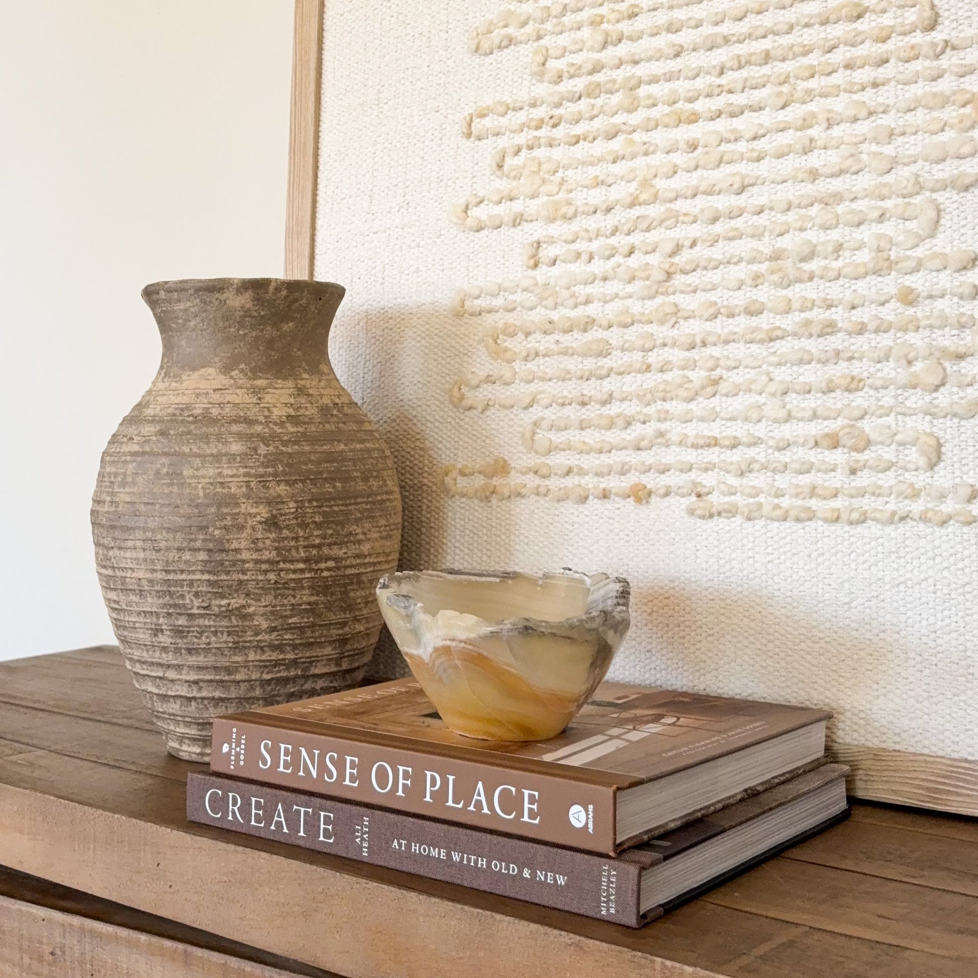 Natural amber onyx trinket bowl hand carved and polished for elegant home décor
