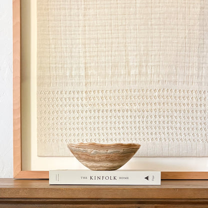 Handcrafted amber onyx bowl, small polished stone dish with unique natural patterns