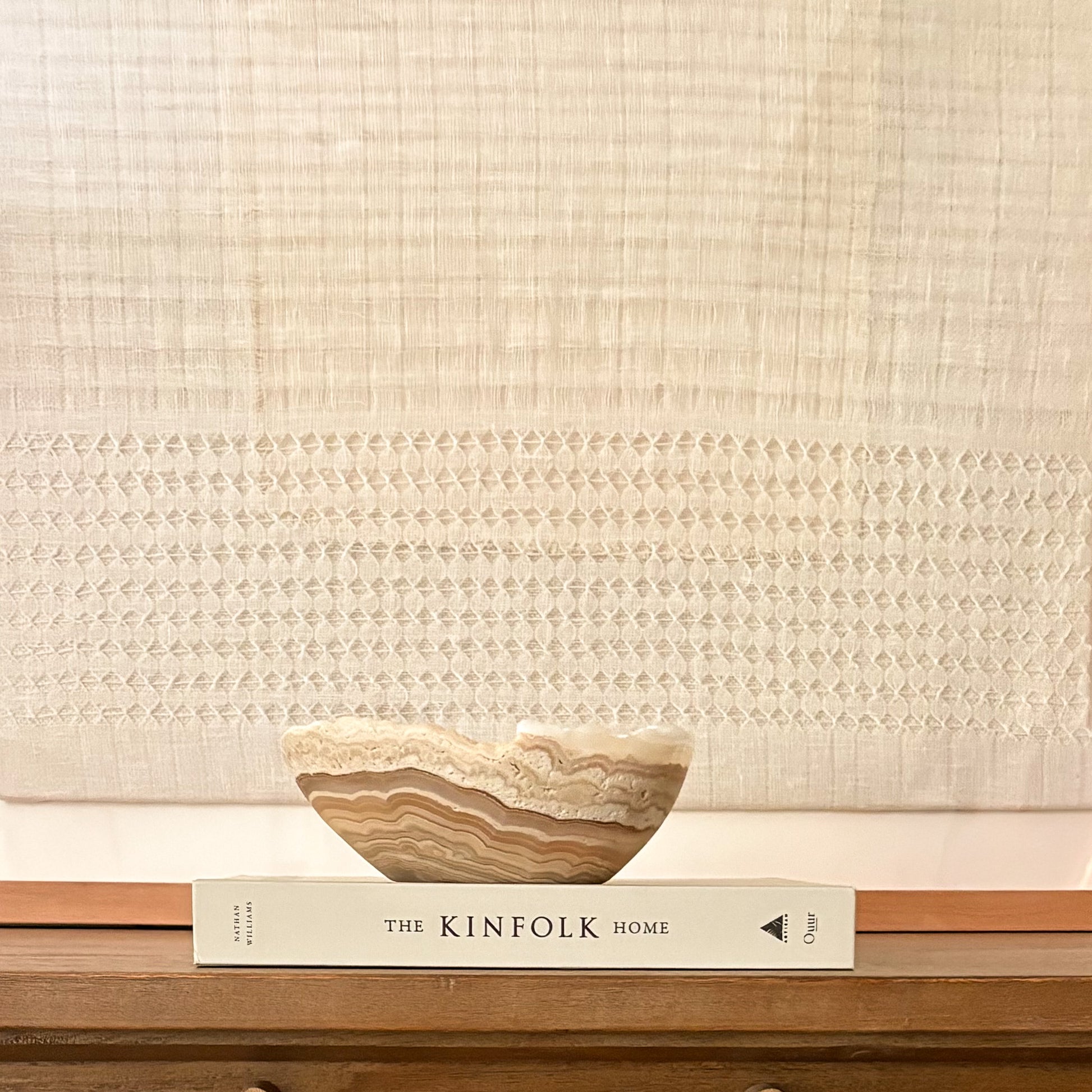 Minimalist hand carved amber onyx bowl for coffee table decor