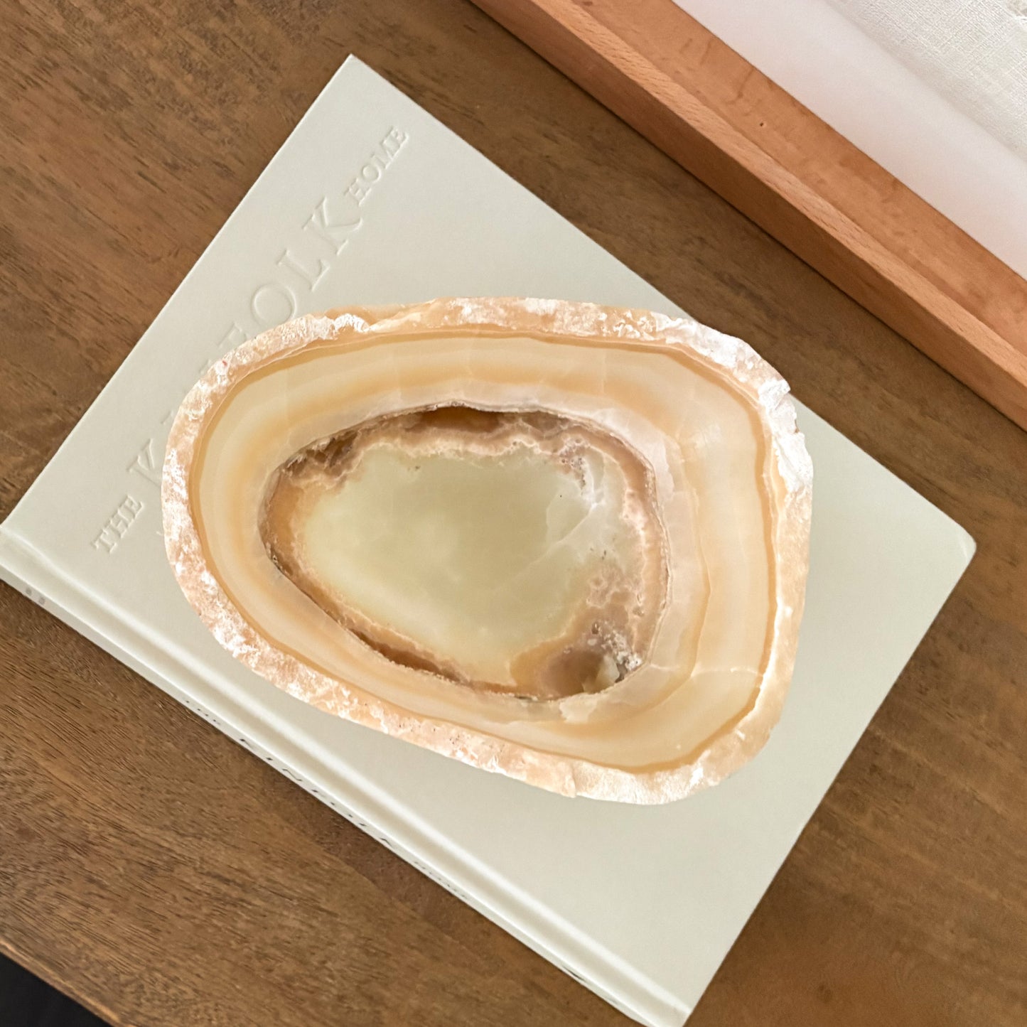 Natural amber onyx decorative bowl with polished smooth finish