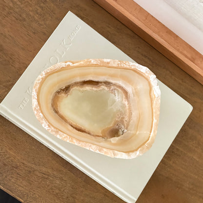 Natural amber onyx decorative bowl with polished smooth finish