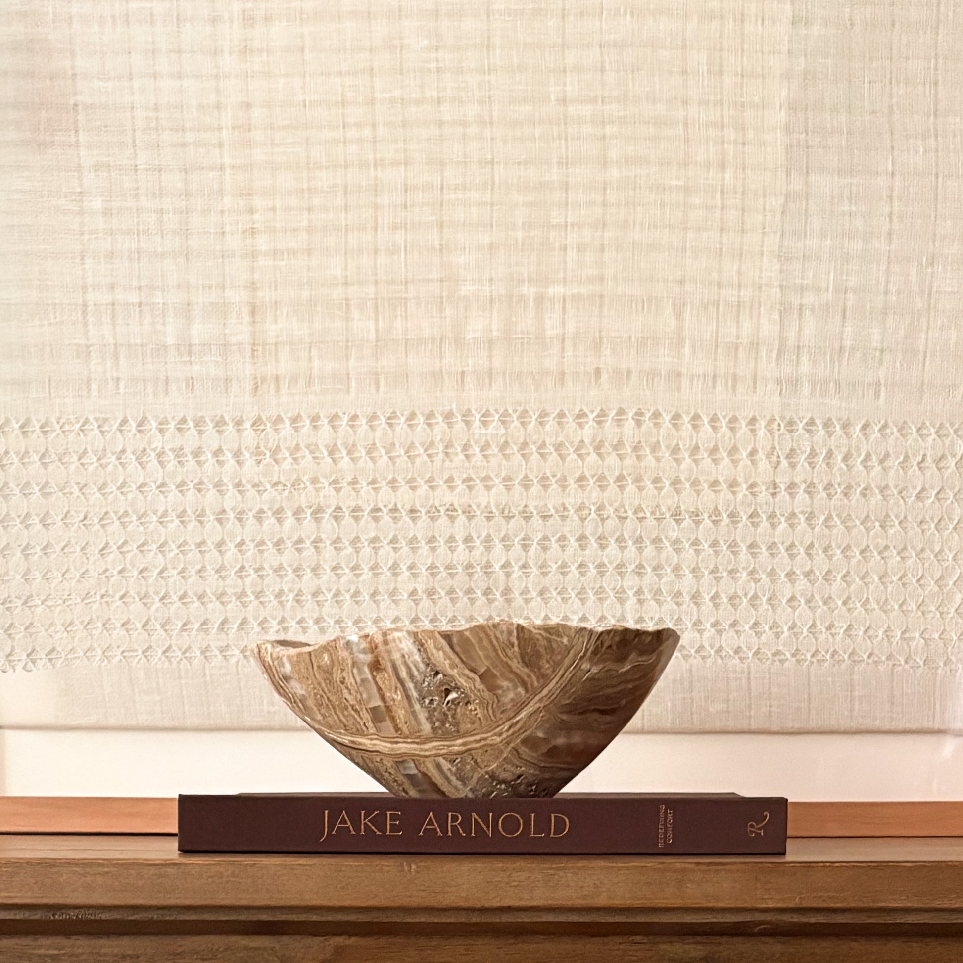 Handcrafted amber onyx stone bowl for coffee table, console, or dining room décor