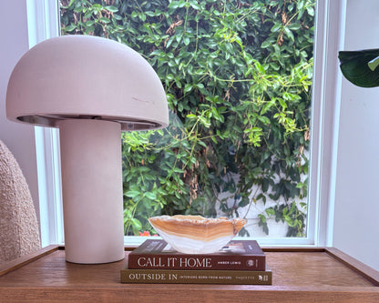 Hand-carved amber onyx stone bowl