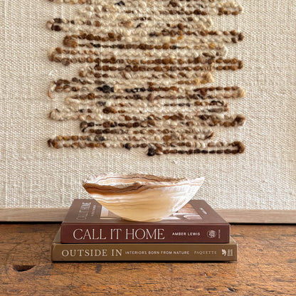 Small amber onyx stone bowl with natural banding, handcrafted gemstone home décor