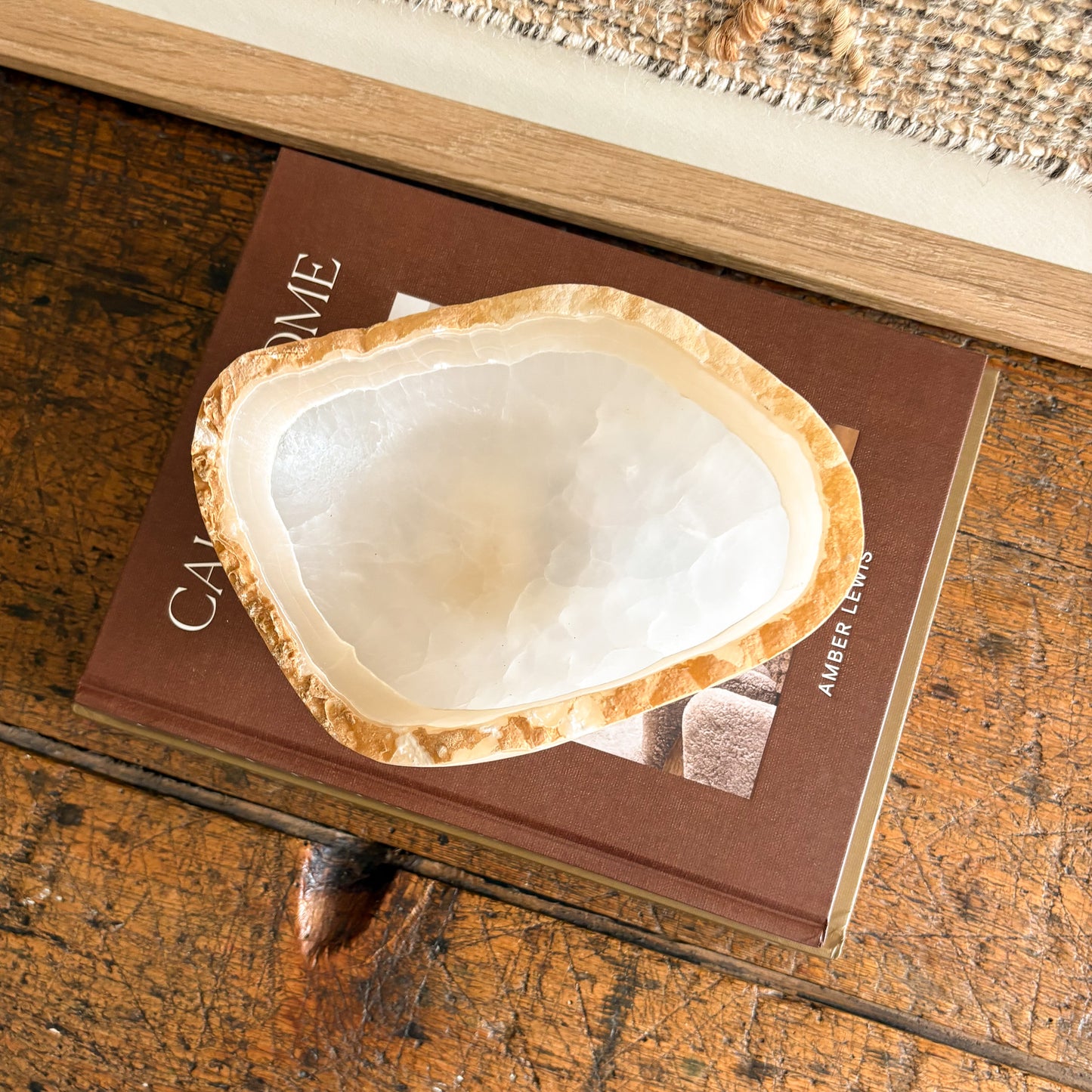 Small Hand Carved Amber Onyx Bowl