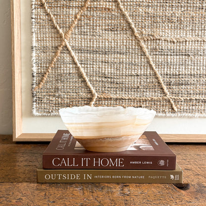 white and brown onyx accent bowl