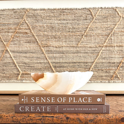 Amber onyx bowl for keys or jewelry, hand-polished with natural patterns