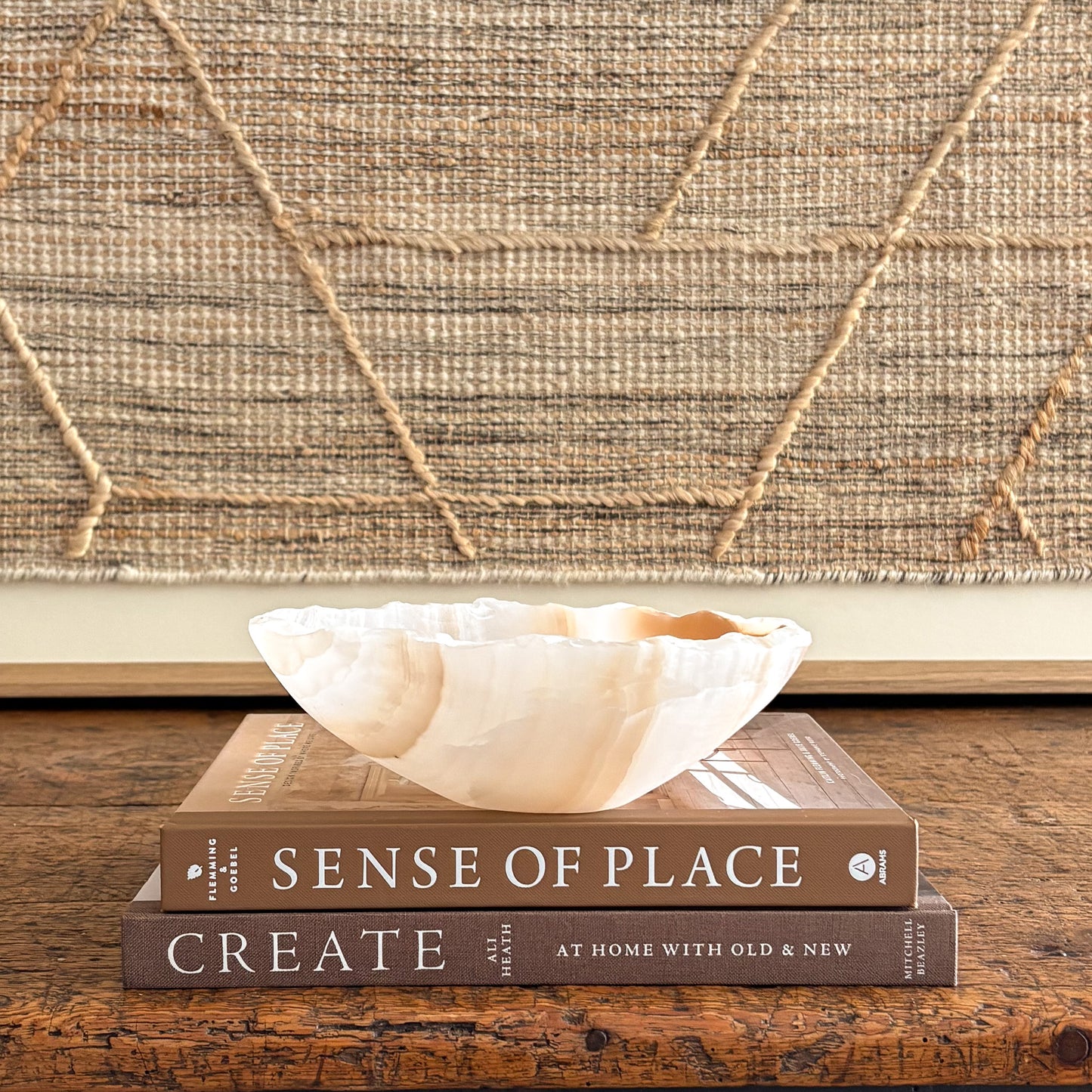 Rustic-modern amber onyx bowl, hand-carved from solid stone