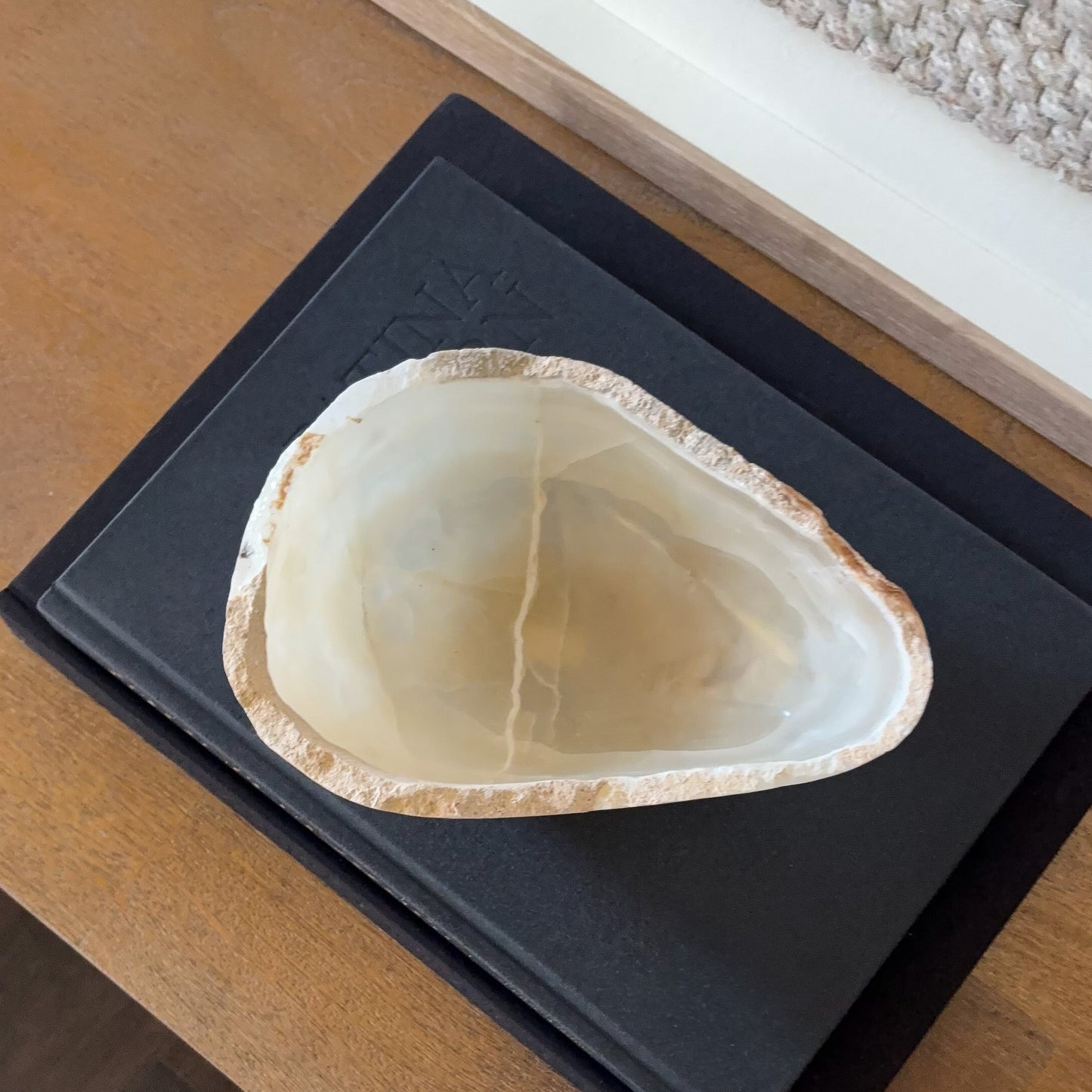 Handcrafted small grey onyx bowl, decorative natural stone accent