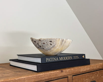 One-of-a-kind grey onyx decorative bowl crafted from natural stone