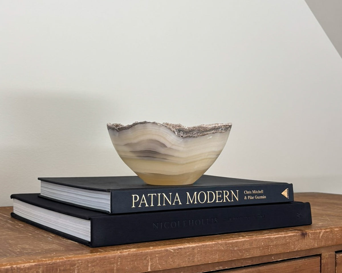 Luxury grey onyx decorative bowl for modern organic home décor
