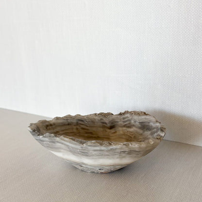Small Hand Carved Grey Onyx Bowl